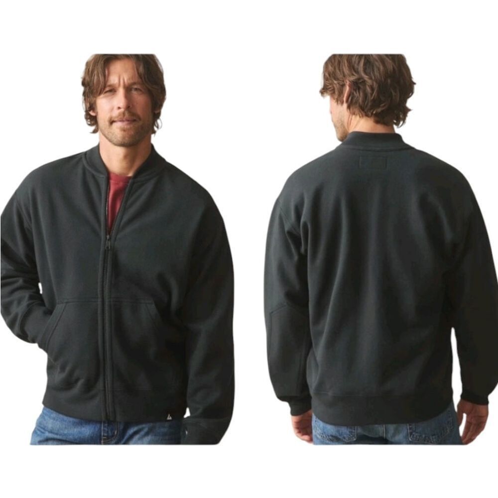 NEW American Giant Men's Lined Bomber Jacket Black Made in USA Cotton XL